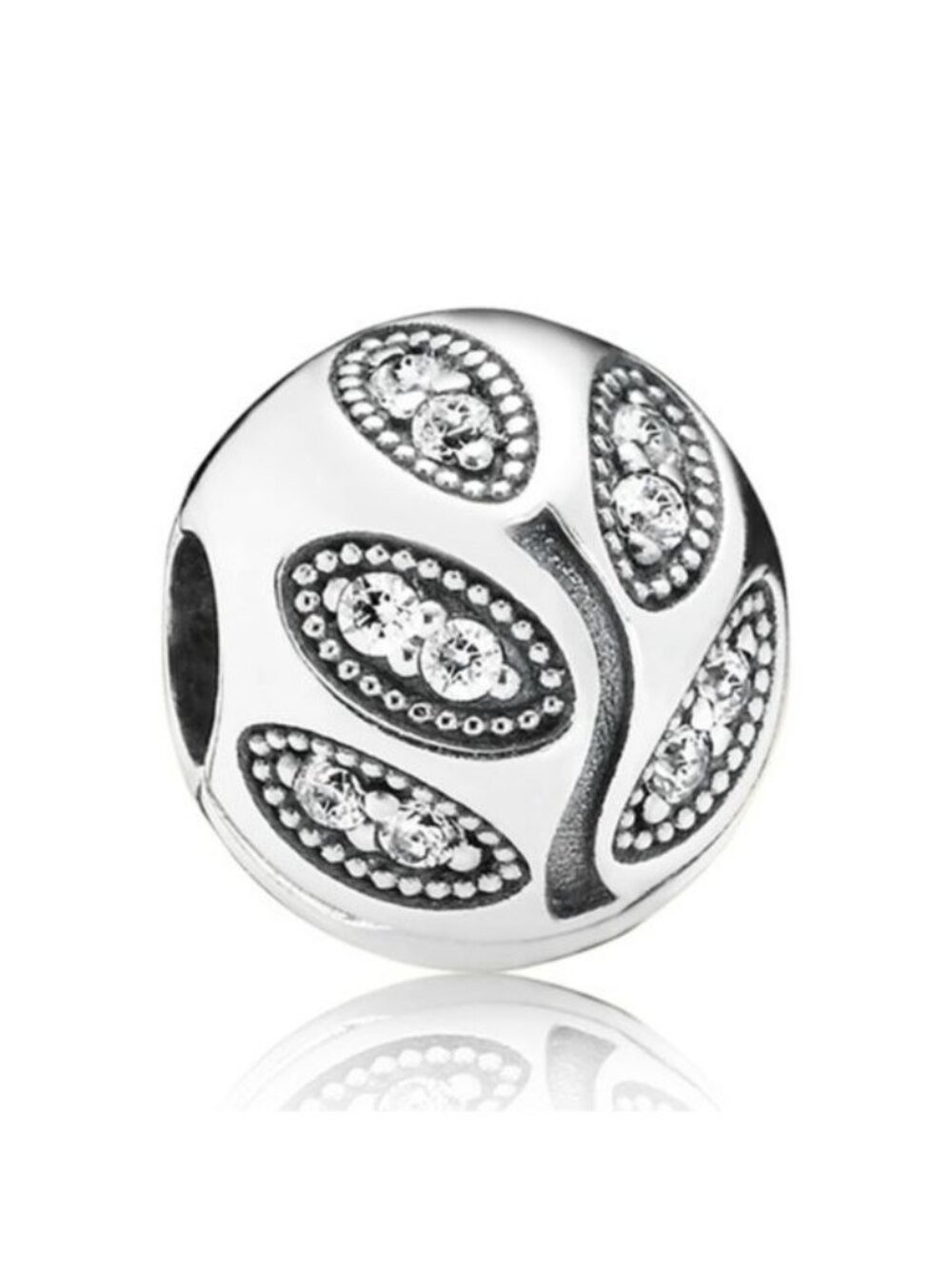 Pandora Sterling Silver Sparkling Leaves Clip w/ Clear Zirconia - 791416cz